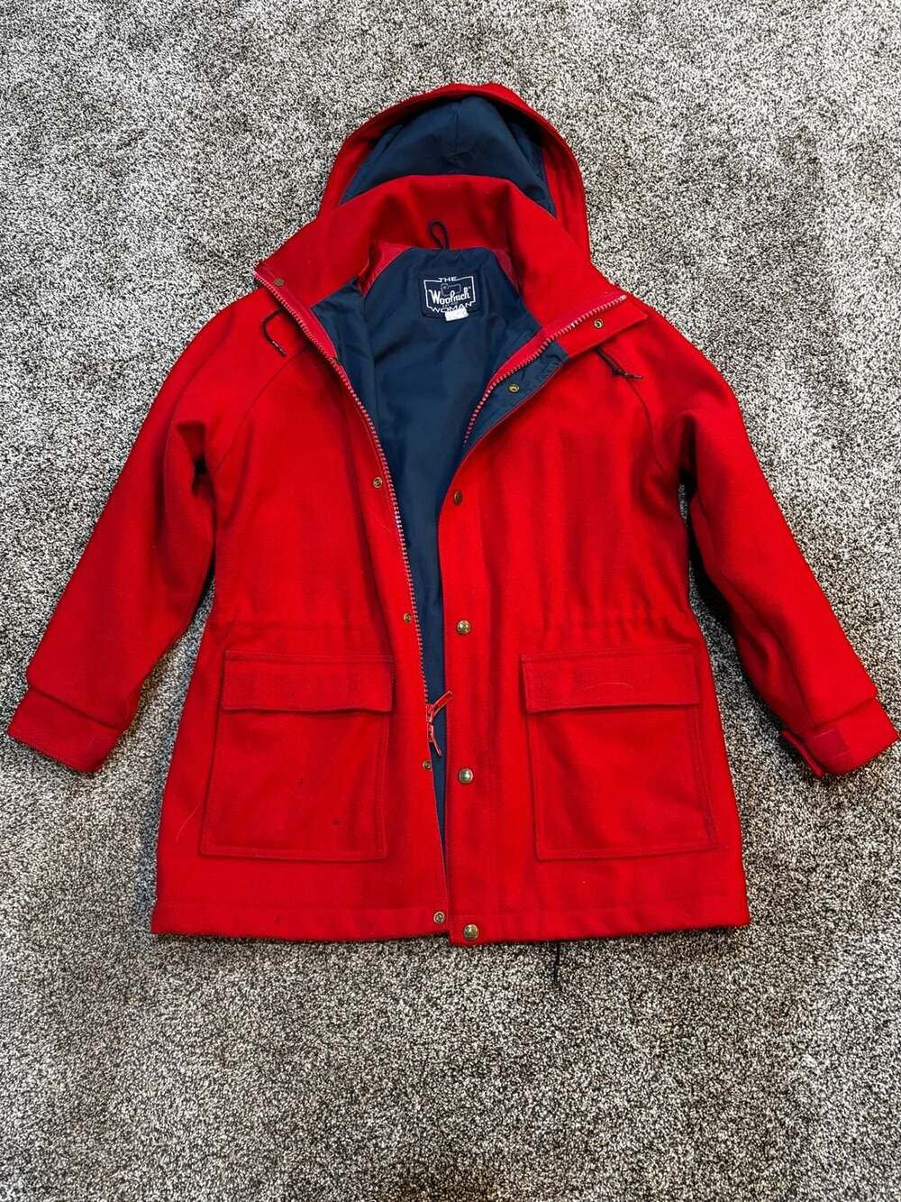 The Woolrich Woman Vintage Red Wool Hooded Parka Jacket